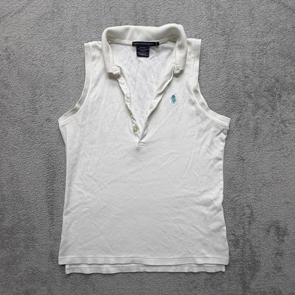 Ralph Lauren Sport Polo Shirt Womens Small White Sleeveless Slim Fit Cotton - Picture 1 of 5